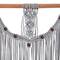 Gray Cotton Intricately Weaved Macrame Wall Decor with Beaded Fringe Tassels 20" x 1" x 44"